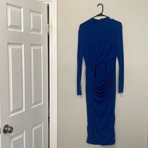 Royal Blue, Long Sleeve Fitted Midi Dress
